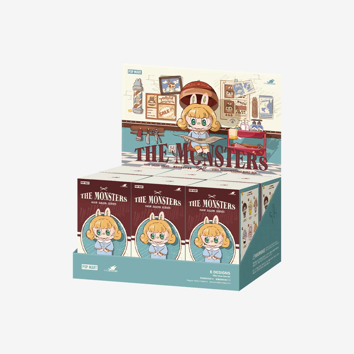 POP MART THE MONSTERS Labubu Vintage Barber Shop Vinyl Plush Pendant Blind Box, Gift