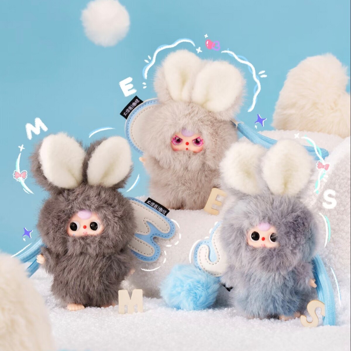 Baby Three Super Mini Bunny Plush Blind Box Keychain | Cute Mini Rabbit Collectible Toy