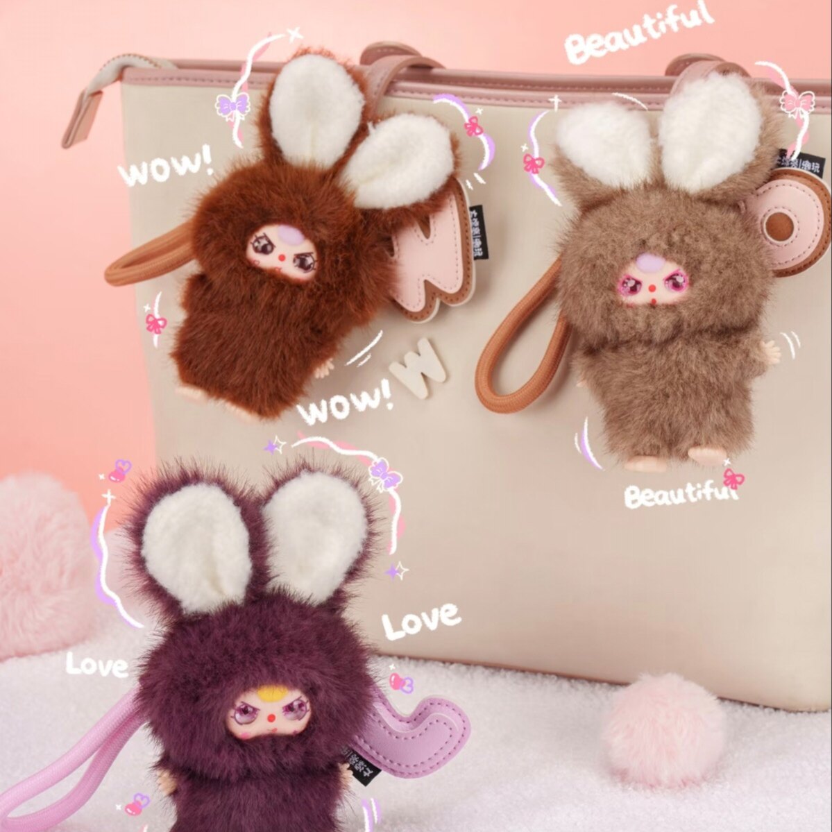 Baby Three Super Mini Bunny Plush Blind Box Keychain | Cute Mini Rabbit Collectible Toy