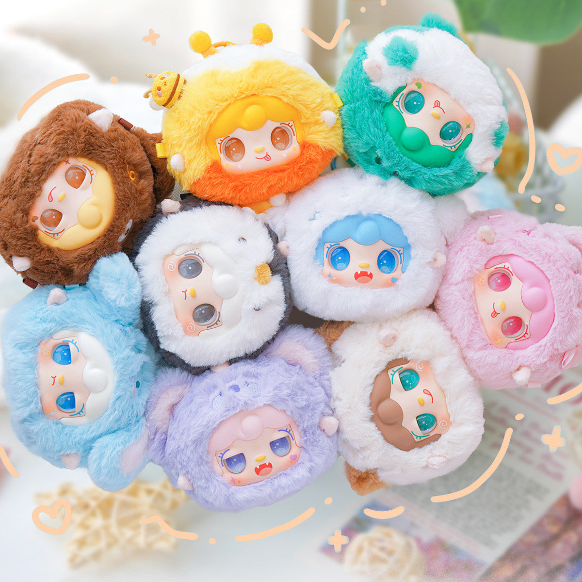 Yooki Sneaky Cutie Blind Box Plush Doll, Trendy Toy Bag Charm, Cute Collectible Gift for Girls