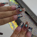Bohemian 3D Embossed Press-On Nails, Handmade Inlaid Design Fake Nails, Elegant Boho Statement Manicure Set, Versatile Textured Nail Tips for Women