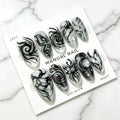 Y2K Gothic Press-On Nails – Dark Swirl & Gold Foil Almond Nail Set, 30 Pieces