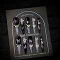 Handmade Purple Cat Eye Press-On Nails | Long Stiletto Gothic Nails with 3D Dark Butterfly & Rhinestone Accents | Reusable False Nail Tips
