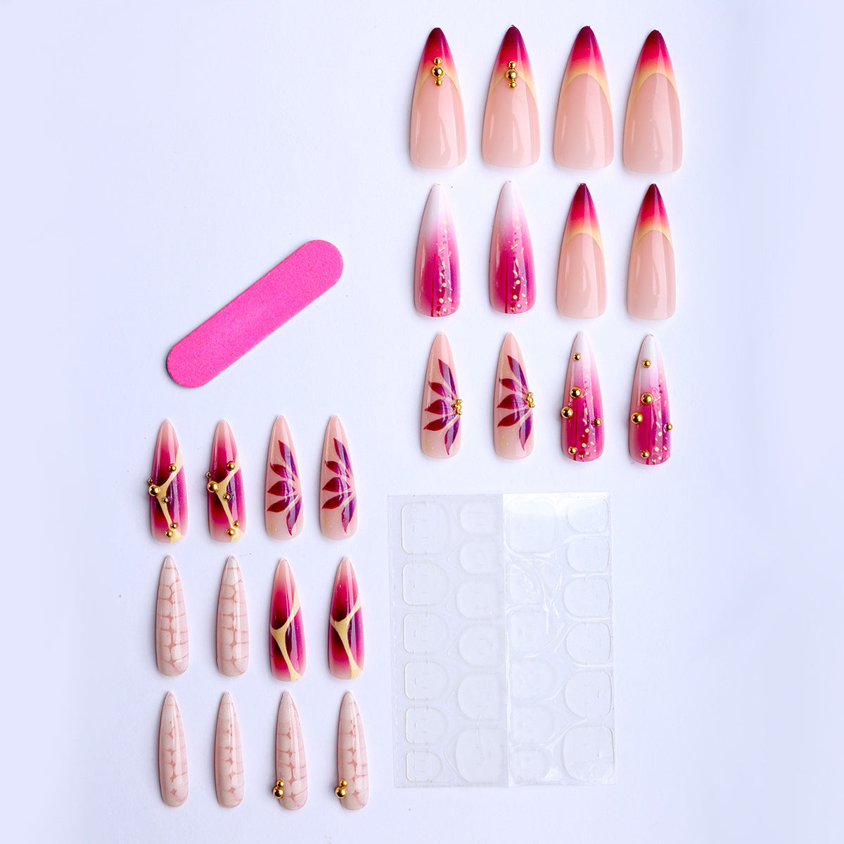 Long Stiletto Tropical Exotic Luxe Pattern Press-On Nails, Stylish False Nail Tips 🌴✨💅