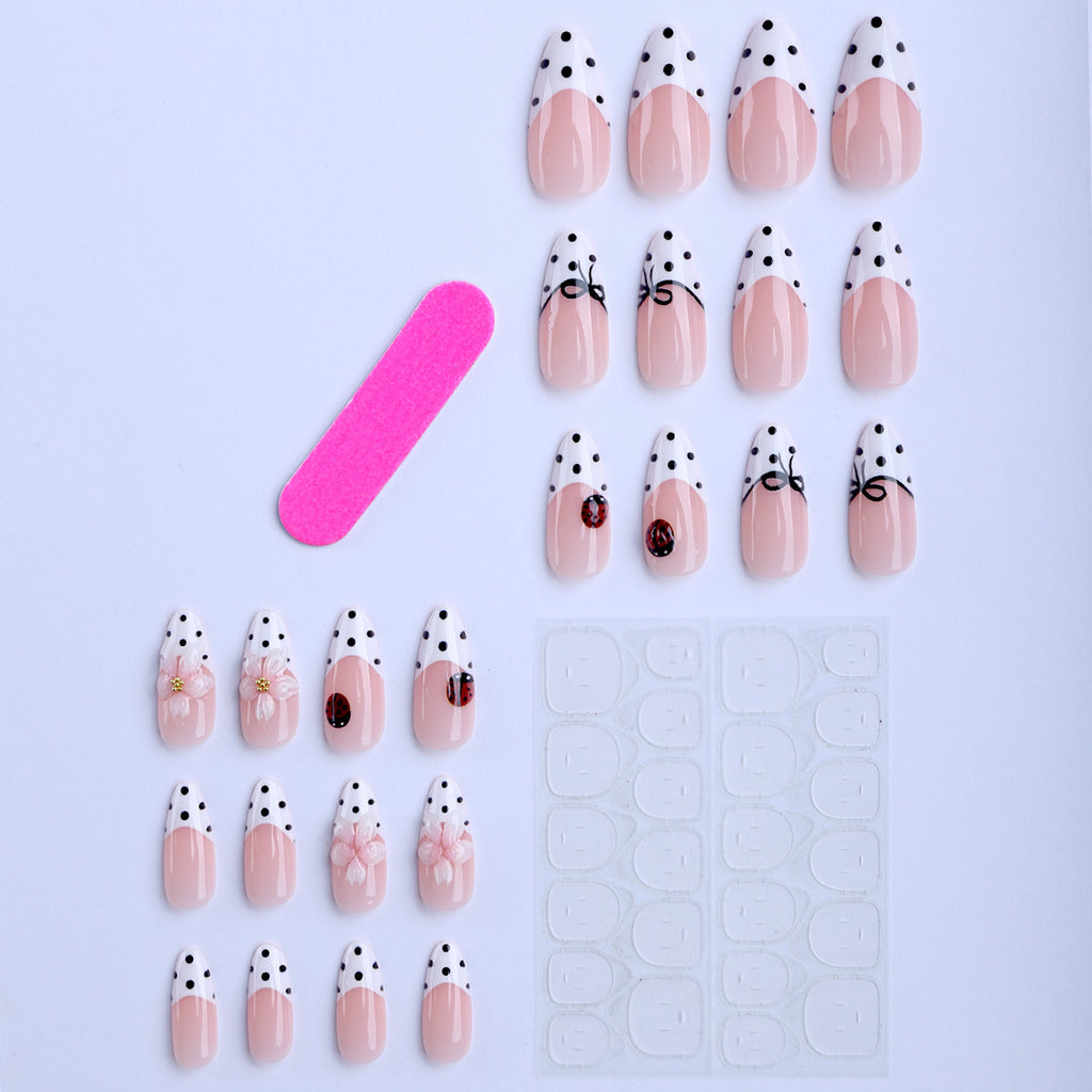 French 3D Drip-Gel Floral Almond Press-On Nails, Stylish False Nail Tips, French, Y2K Glam, European & American, Sweet & Cool 💅🌸✨