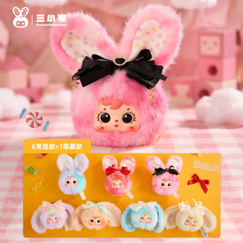 Sanxiaomao Samuel Sugar Heart Bunny Blind Box Plush Doll, Bag Charm Keychain, New Arrival Birthday Gift for Girls