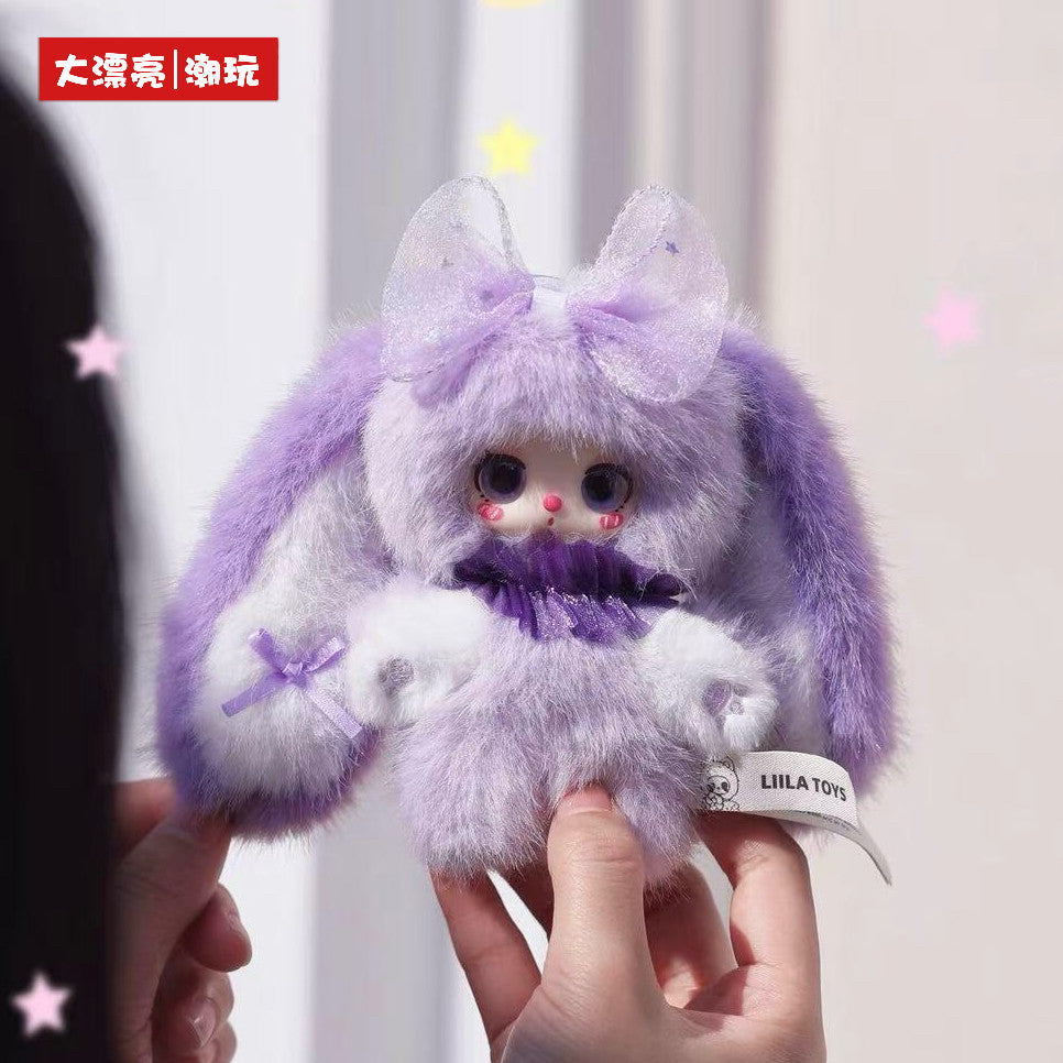 Liila Rainbow Candy Bunny Plush Blind Box Cute Rabbit Bag Charm Collectible Toy Gift