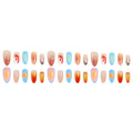 Handmade 3D Press-On Nails, Starfish & Seashell Almond False Nails with Floral Blush Gradient, Tropical Island Vacation Style Nail Tips for Women