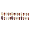 Handmade 3D Embossed Press-On Nails, Hand-Painted Butterfly & Leopard Print, Almond-Shaped Mocha Brown False Nails, Elegant Luxury Nail Tips for Women