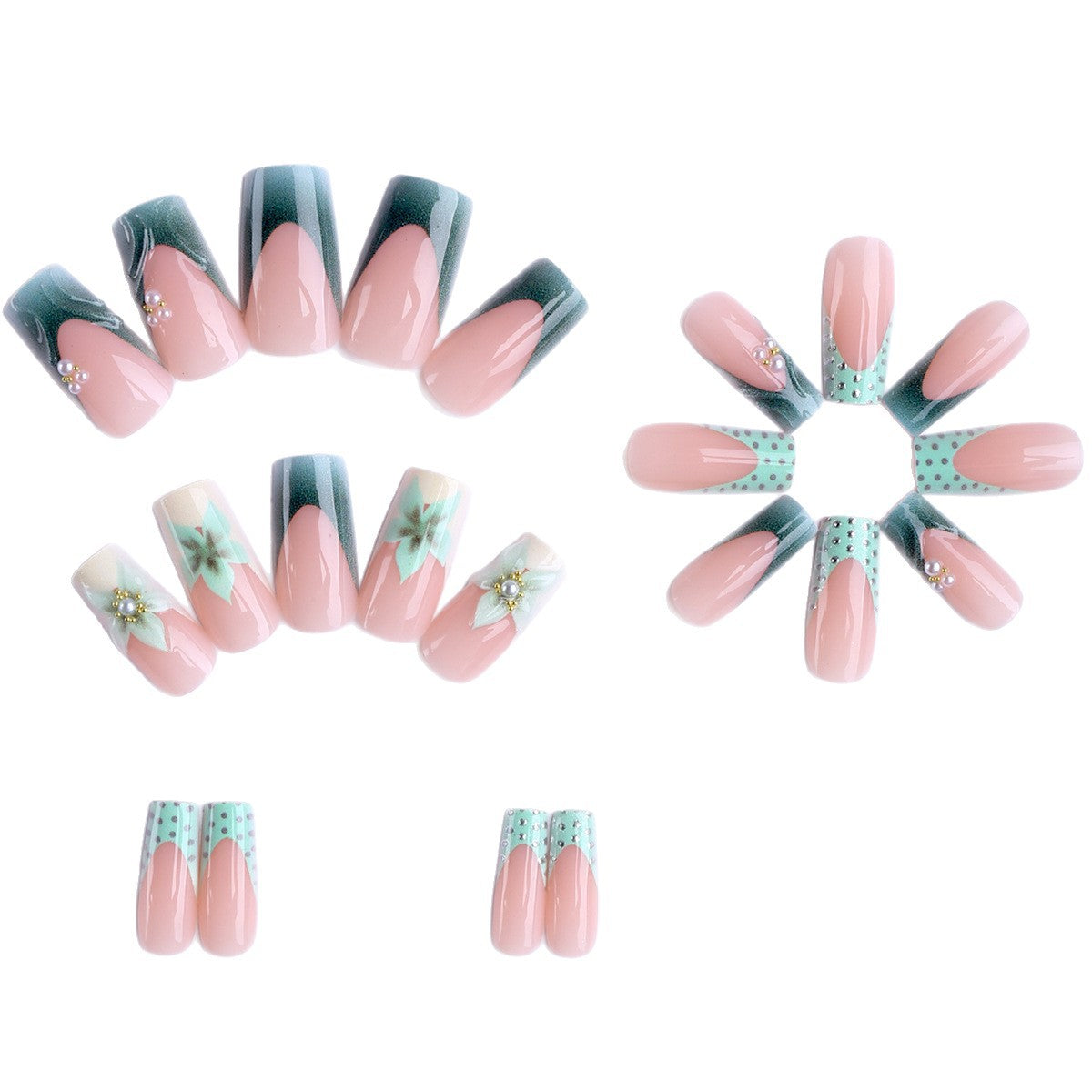 Vintage French 3D Press-On Nails, Elegant Versatile Fake Nails, Retro Chic Reusable Nail Tips, Sophisticated Wearable Manicure Set for Women