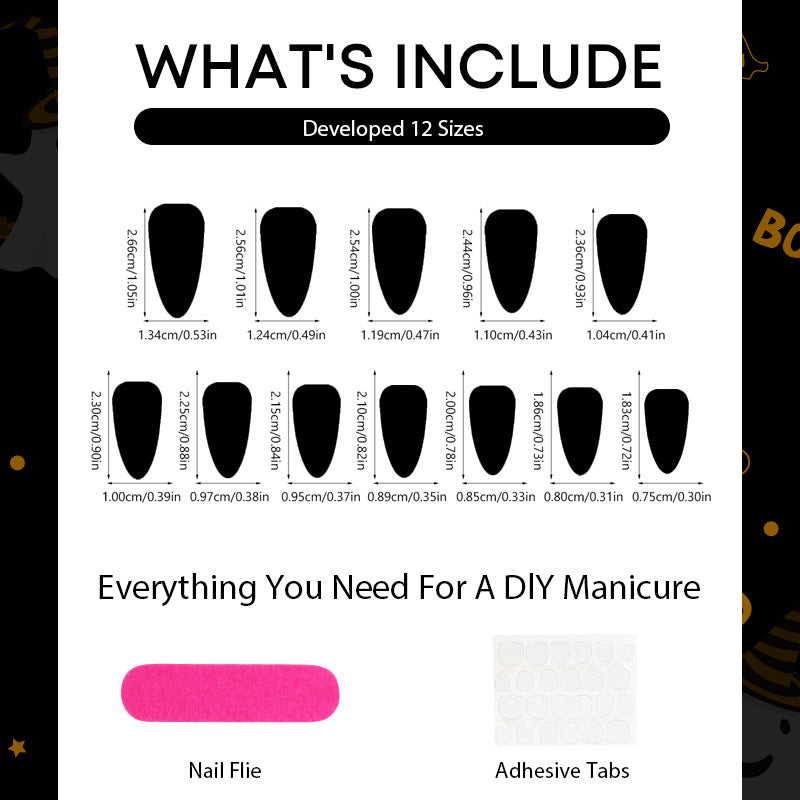 Halloween Dark Red Gradient Glitter Almond Press-On Nails – Handmade Spider Web Design, 24-Piece Set