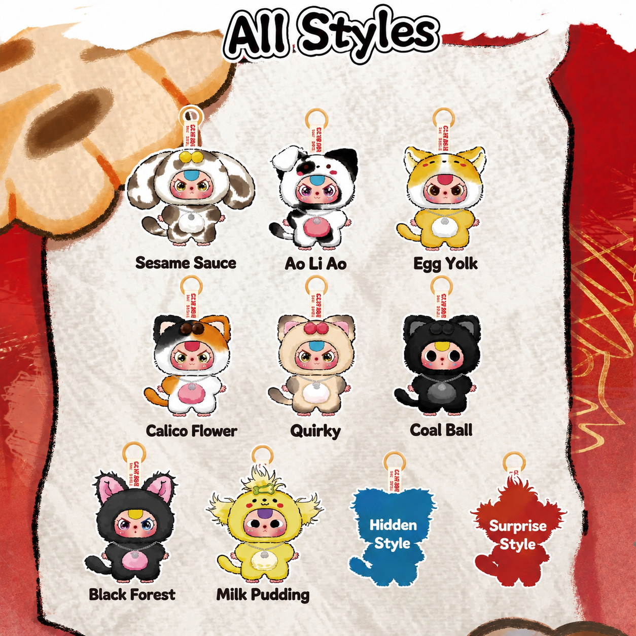Baby Three Cat and Dog Series Plush Blind Box Collectible Toy – Cute Kawaii Doll Keychain Pendant Gift