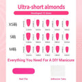 Sweet Heart Cat Eye Almond Press-On Nails with Elegant Gold French Tips – 30-Piece Nail Set