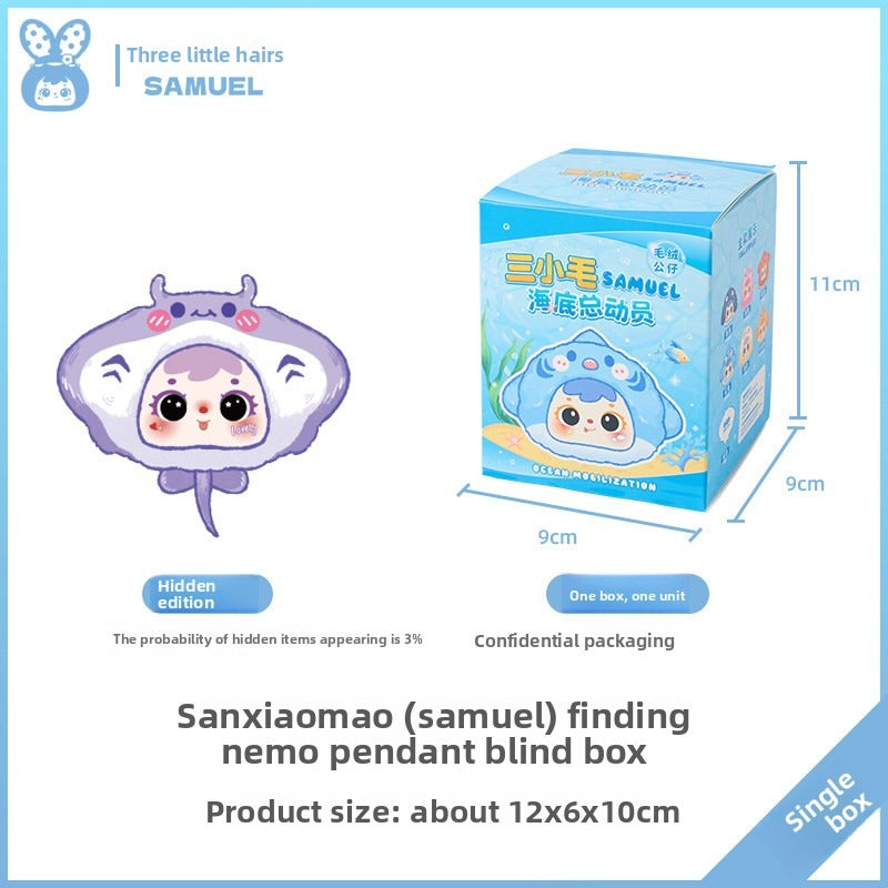 Samuel Ocean Adventure Blind Box Plush Doll, Cute Bag Charm Keychain, Collectible Toy Gift for Women & Girls